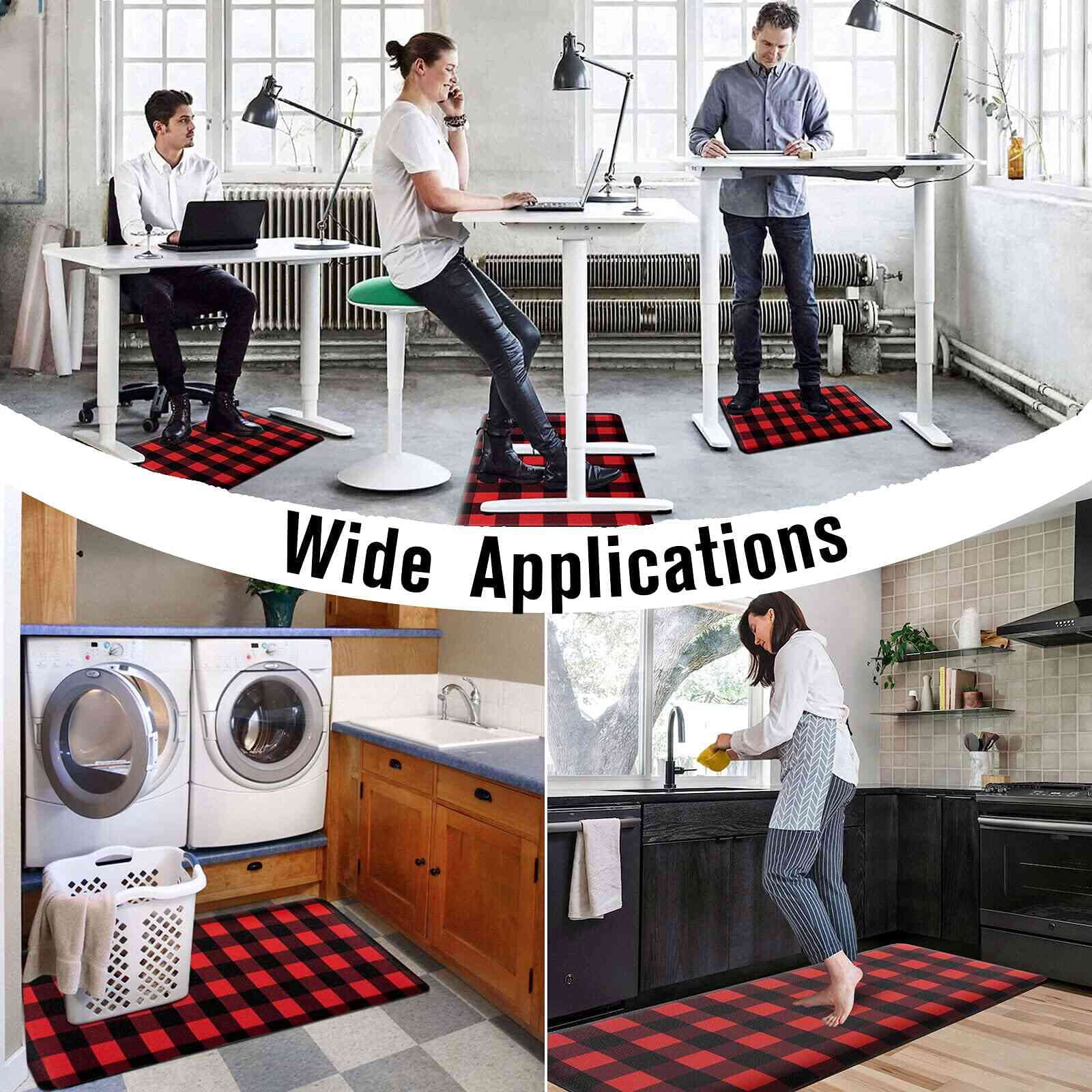 Carvapet Anti-Fatigue Floor Mat Cushioned Kitchen Comfort Mat, Waterproof Non-Slip Standing Desk Foam Mats and Rugs, Red and Black, 17.3"x28"