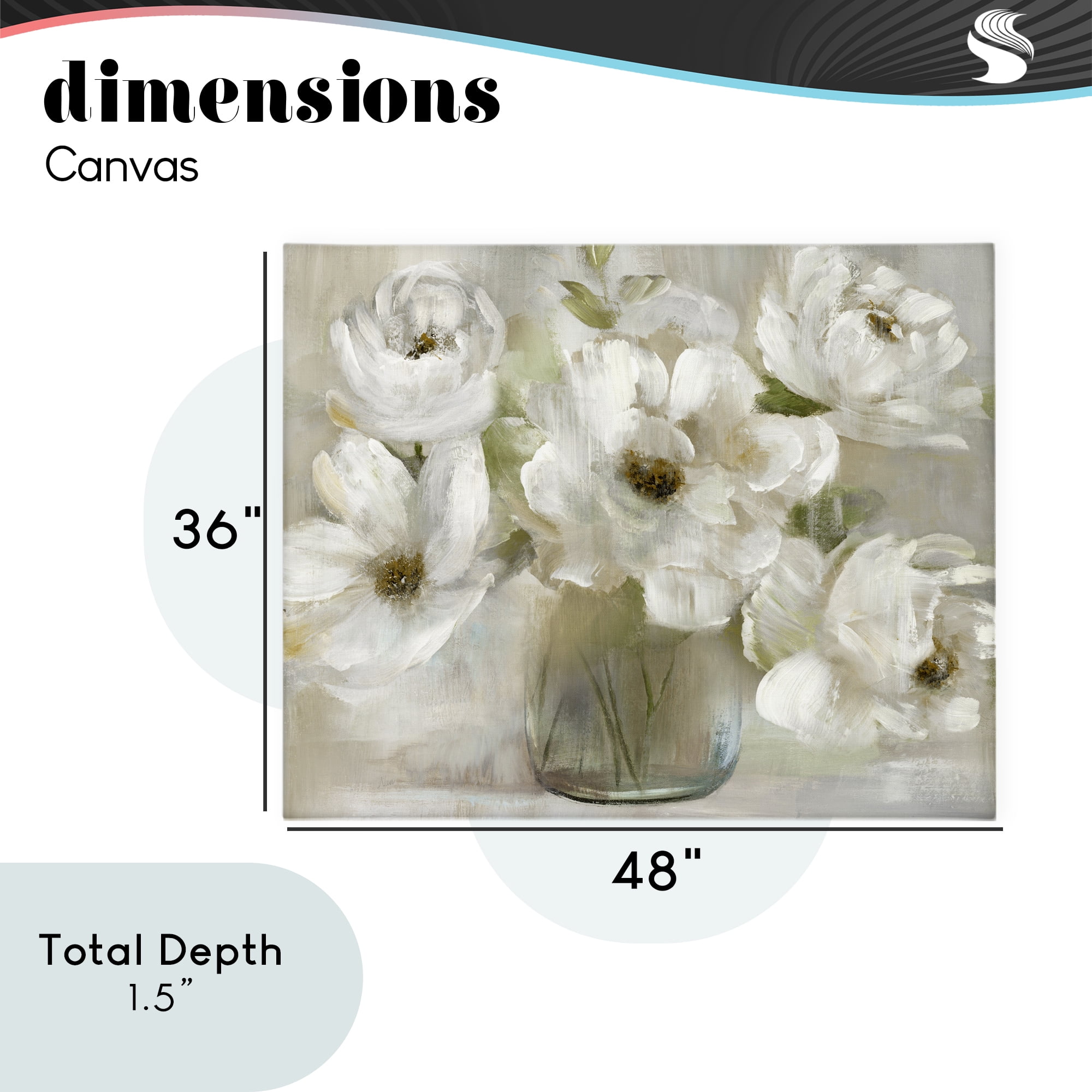 Stupell Industries Gentle White Petals in Vase Canvas Wall Art, design by Nan