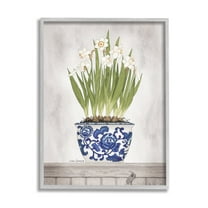 Linda Spivey Traditional Daffodil Flowers Porcelain Pattern 24" x 30" Framed Painting Art Print, by Stupell Home Décor