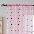Bazaahm Sheer Curtain Panels Pink With Colorful Metallic Polka Dots For bazaahm-sheer-curtain-panels-pink-with-colorful-metallic-polka-dots-for