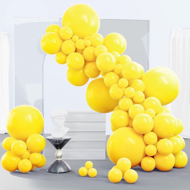 Globos de látex PartyWoo amarillos, 140 unidades, diferentes tamaños
