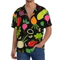 thumbnail image 3 of Naloa Cartoon Vegetables Men's Loose Fit Cuban Collar Short-Sleeve Shirt with Button-down and Chest Pocket for Everyday Wear Outings - 3X-Large, 3 of 7