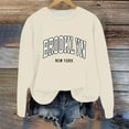 thumbnail image 2 of UJNDER Women's Sweatshirt YORK Print Crew Neck Long Sleeve Lightweight Casual Beige XXL, 2 of 5