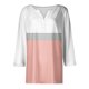 thumbnail image 5 of Fiudx Ofertas de La Semana Blusas Estampadas con Bloques de Color Informales para Mujer, Top con Cuello En V y Botones, Manga 3/4, Hombro a Manga, 5 of 5