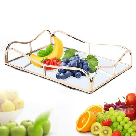 

Oukaning Cake Stand Mirror Decoration Hotel Wedding Props Wrought Iron Pastry Fruit Cake Pastry food dessert Tray Wine tray Gold