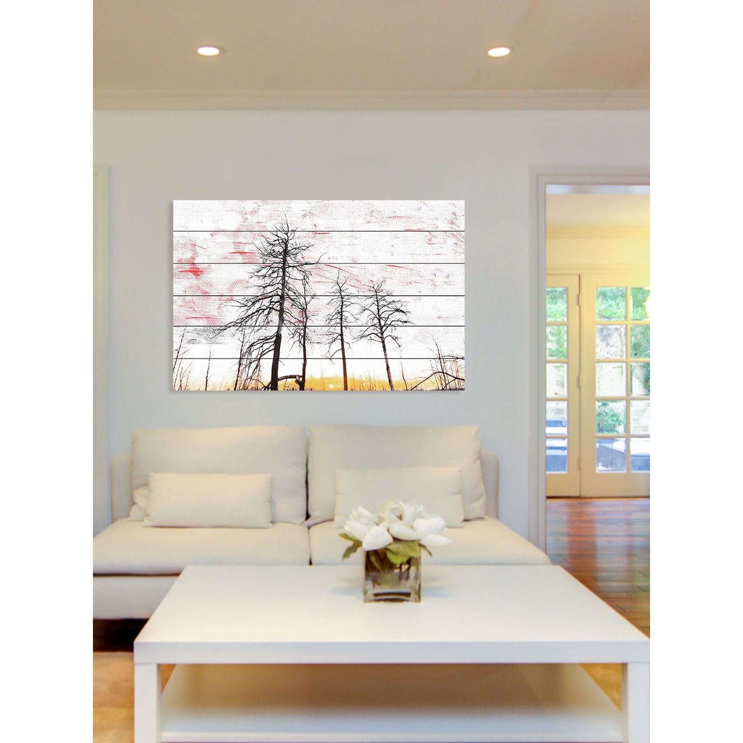 "Tall and Wispy" Painting Print on White Wood