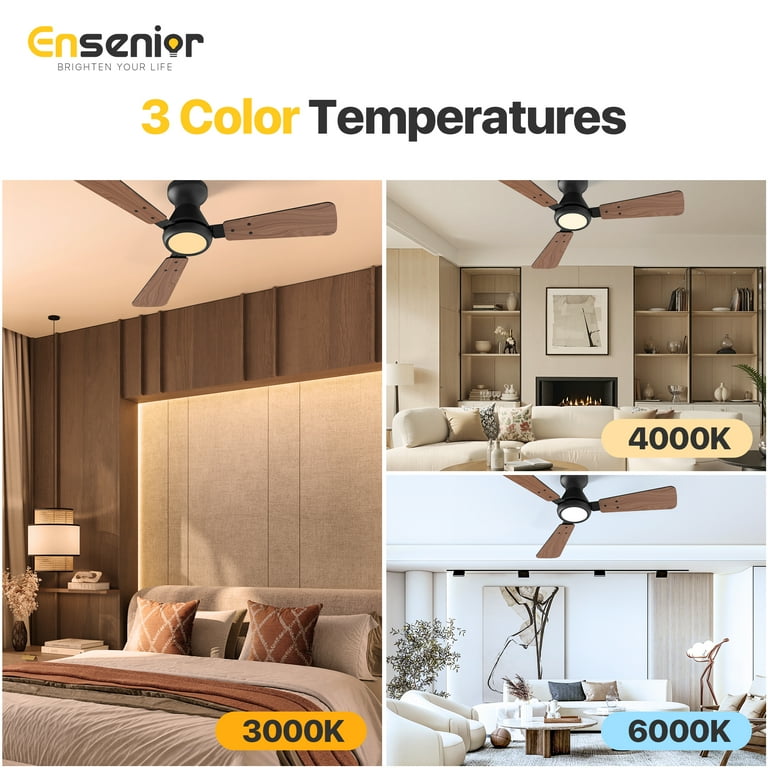SPACORA Ceiling Fans With Lights, 42 Inch Low Profile...