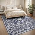 thumbnail image 3 of ODIKA 8'x10' Navy Cream Geometric Medallion Design Washable Area Rug Intricate Pattern with Accents Durable, Non-Slip for Living Room, Under Sectional, Family, 3 of 7