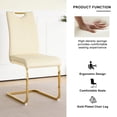 thumbnail image 3 of Set of 2 Modern Dining Chairs with Faux Leather Padded Seat and Golden Metal Legs, Upholstered Dining Living Room Chairs with Non-slip Pads for Kitchen, Living, Bedroom and Dining Room, Cream, 3 of 9