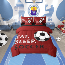 Erosebridal Football Bedding Sets Twin Size,Ball Gaming Comforter Sets With Sheets,Sport Theme Decor,Reversible,Breathable,7Pcs