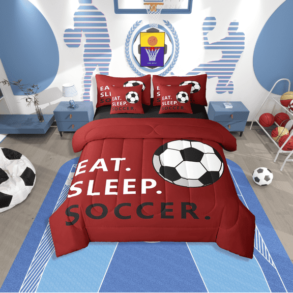 Erosebridal Football Bedding Sets Twin Size,Ball Gaming Comforter Sets With Sheets,Sport Theme Decor,Reversible,Breathable,7Pcs