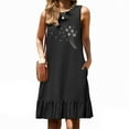 thumbnail image 1 of Ovzne Robes d'Été pour Femmes Robe Mode Femmes Imprimé Col Rond Sans Manches Jupe Plissée avec Poches Robe d'Été Imprimée Liquidation, 1 of 6