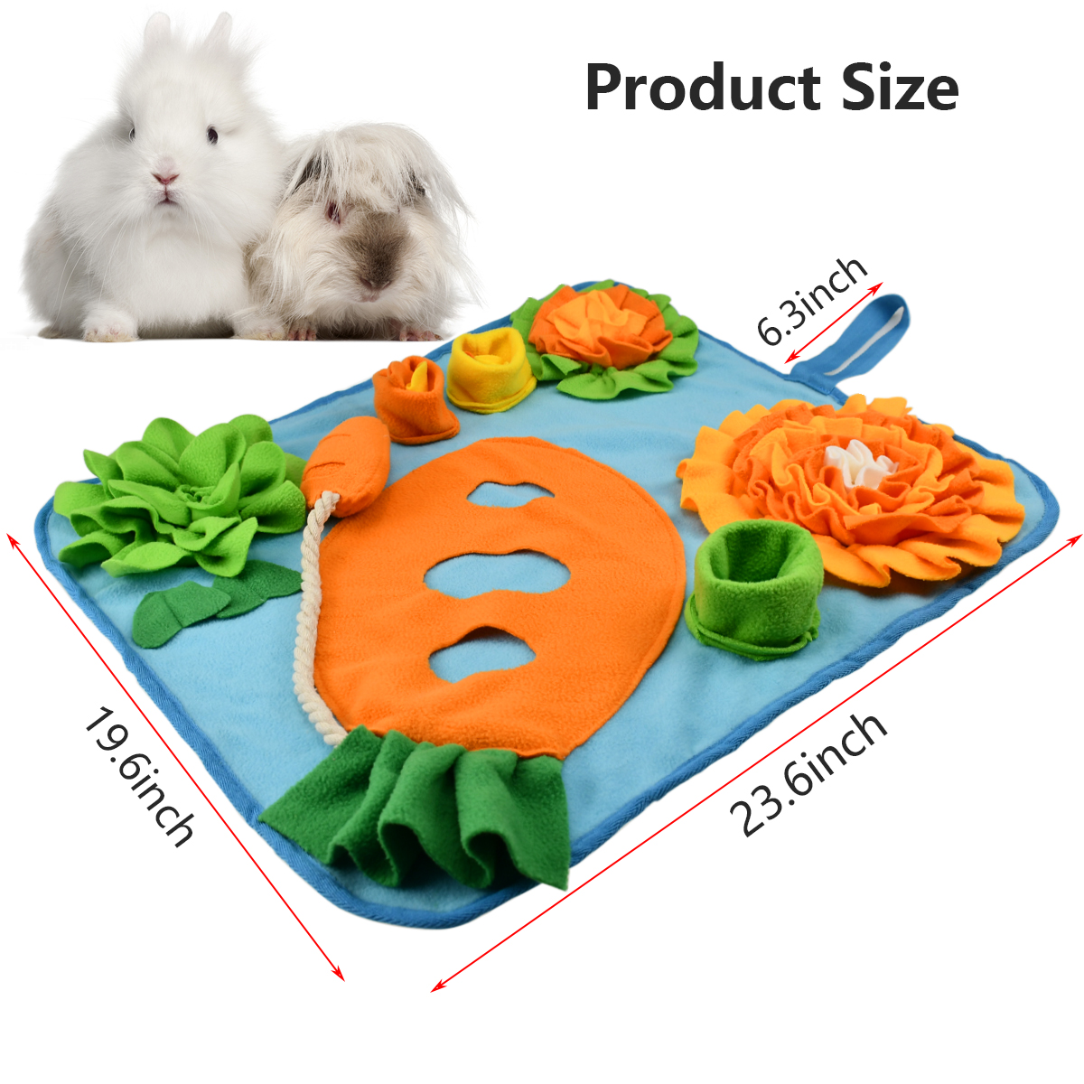 Thick Rabbit Mat Bunny Enrichment Vehomy Large Rabbit Foraging Mat With Carrot Hay ...