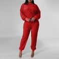 thumbnail image 2 of HXWCHs Women's Autumn Winter Sequin Knit Tracksuit Set Fashionable Casual Wear Two Piece Outfit with Straight Leg Pants Red XXL, 2 of 8