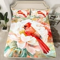 thumbnail image 2 of Manfei Christmas Cardinal Bird Bed Sheets,Vintage Flower King Sheets,Red Pink Green Sheet Set For Girls Kids,Super Cozy Room Decor,4pcs, 2 of 7
