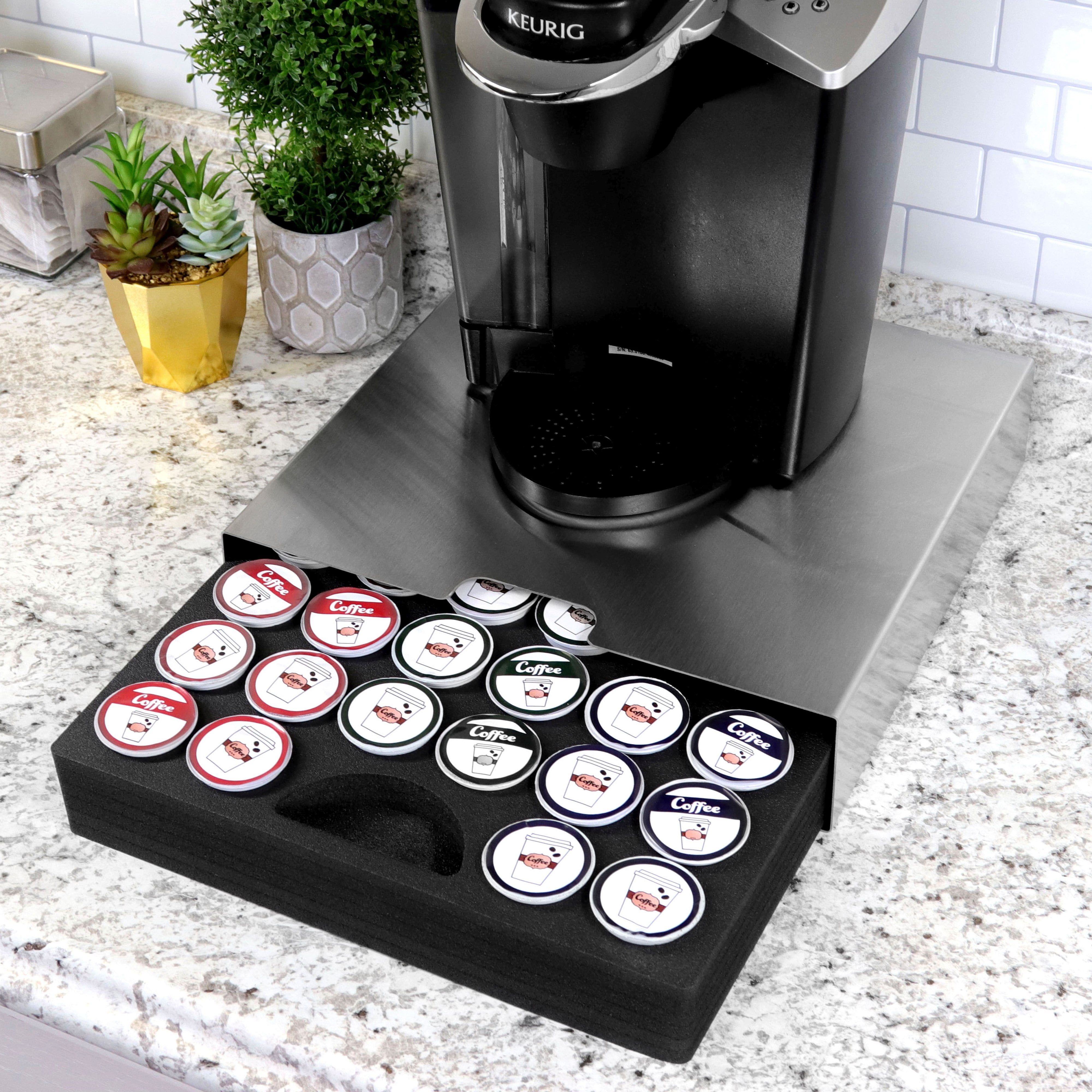 Polar Whale Brushed Stainless Steel Coffee Pod Organizer Sliding Drawer