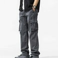 thumbnail image 6 of UVEASISHA Mens Cotton Cargo Pants Relaxed Fit Casual Work Pants Elastic Waist Drawstring Hiking Pants Solid Color Vintage Athletic Trousers with Multi Pockets Gray 3XL, 6 of 6