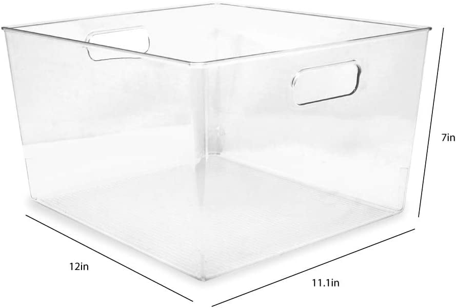 3Pack XL Clear Storage Bins with Handles, Plastic Organizer for Office