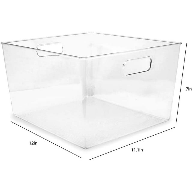 3Pack XL Clear Storage Bins with Handles, Plastic Organizer for Office, Home, Kitchen, Pantry