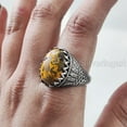 thumbnail image 4 of Bumblebee Jasper Mans Ring, Natural Bumblebee Jasper, Silver Jewelry, 925 Silver Ring, Birthday Gift, Heavy Mens Ring, Arabic Design, Ottoman Style Ring, Christmas, Turkey Mens Signet Ring, 4 of 7