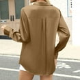 thumbnail image 3 of Satin Blouses for Women Silk Button Down Shirts Long Sleeve Business Casual Tops Khaki M, 3 of 4