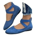 thumbnail image 4 of PLLFRLRT Ballet Flats Shoes For Women With Strap Comfortable Criss-Cross Elastic Ankle Straps Flats Shoes Round Toe Slip on Dress Flat Shoes(Blue,9), 4 of 7