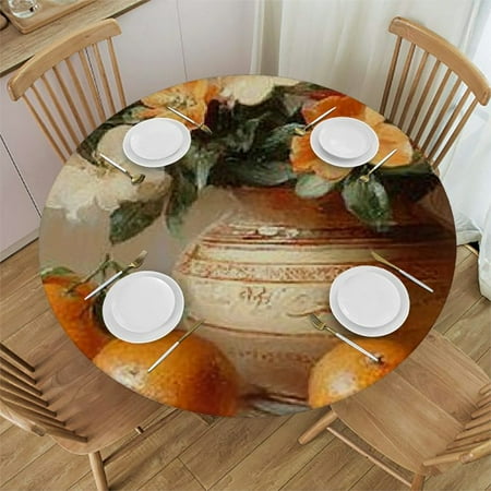 

Patifu Flowers Oranges Round Tablecloth Stain-Resistant Washable Indoor Outdoor Restaurant Wedding Party Picnic Dining Kitchen Farmhouse Tablecloth 38 -42