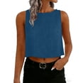thumbnail image 1 of Tauxra Hauts Sans Manches en Lin pour Femmes, Camisole d'Été Décontractée Unie, Chemise à Col Rond Boutonnée devant, 1 of 8