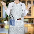 thumbnail image 6 of Pioneer Flower Floral Print Pattern Cotton Linen Apron with Pockets, Waterproof Adjustable, 33x27 Inch for Kitchen, Gardening, BBQ, Salon, 6 of 6