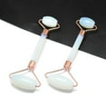 thumbnail image 2 of 5pcs Opalite Massage Tools Facial Rollers with Brass Findings for Face Eyes Neck Body Muscle Relaxing Rose golden 137x39~59mm, 2 of 3