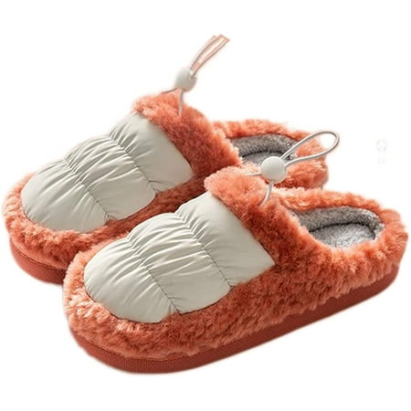 

PIKADINGNIS Women s Comfort Warm House Slippers Soft Fluffy Faux Fur Slippers Non-Slip Memory Foam Shoes Indoor Outdoor
