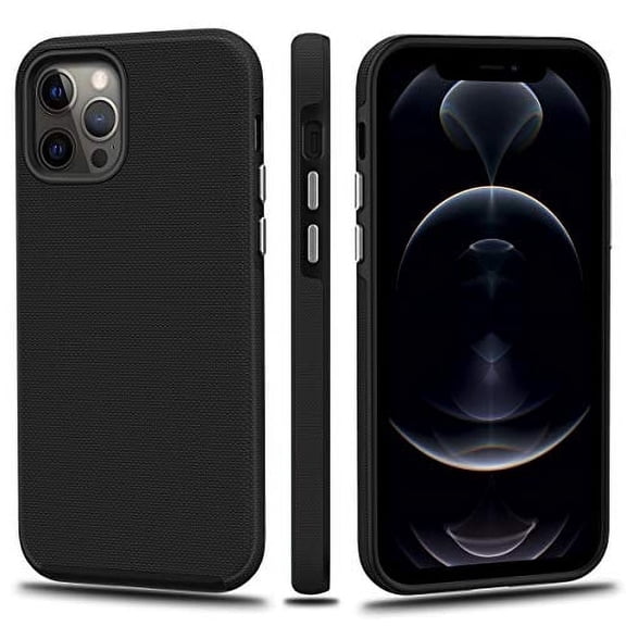 CellEver for iPhone 12/12 Pro Case - Dual Guard Series, Military Grade Protection, Ultra Slim, Sturdy Shock Absorbent Phone Cover (Black)