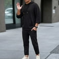 thumbnail image 2 of DHFJKG Mens 2 Piece Sweatsuit Hoodie Lightweight Long Sleeve Solid Color Pullover Loose Fit Pants Casual Wear Soft Outfit, 2 of 9