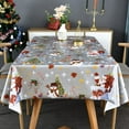 thumbnail image 6 of Plastic Christmas Tablecloth Square Silver Vinyl Christmas Table Cloth Xmas Table Cover with Snowman for Party (54'''' x 54'''', Snowman), 6 of 6