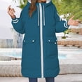 thumbnail image 2 of Breezora Women's Winter Thick Color Block Puffer Coat Mid Length Quilted Cotton Jacket L Size Blue, 2 of 4