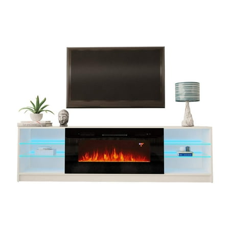 Boston 01 Electric Fireplace Modern 79 Tv Stand Walmart Com