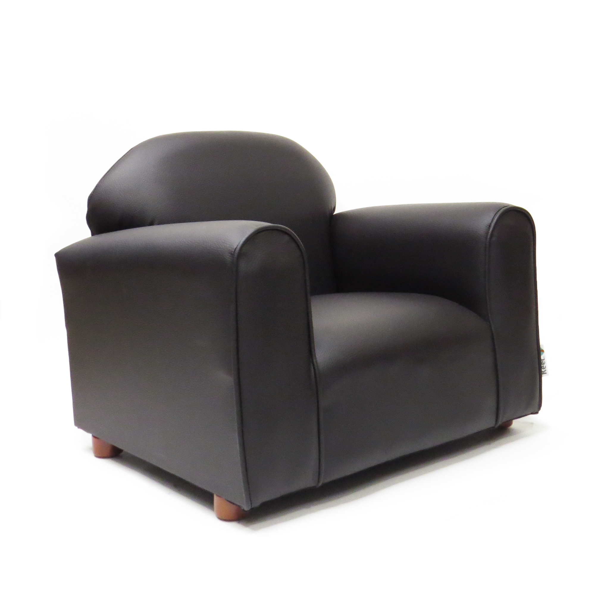Keet Premium Chocolate Children's Chair, Heavy Duty Faux Leather with Ottoman
