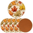 thumbnail image 2 of Thanksgiving Luxury Microfiber Leather Round Coasters Set of 6 - 11x11 cm Drink Coasters for Home and Office Use, 2 of 6
