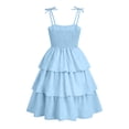thumbnail image 5 of mgoYE Girls Spaghetti Strap Ruffled Swing Dress for Teen Tween Formal Prom Back to School Homecoming Dance Casual(Light Blue,7-8 Years), 5 of 5