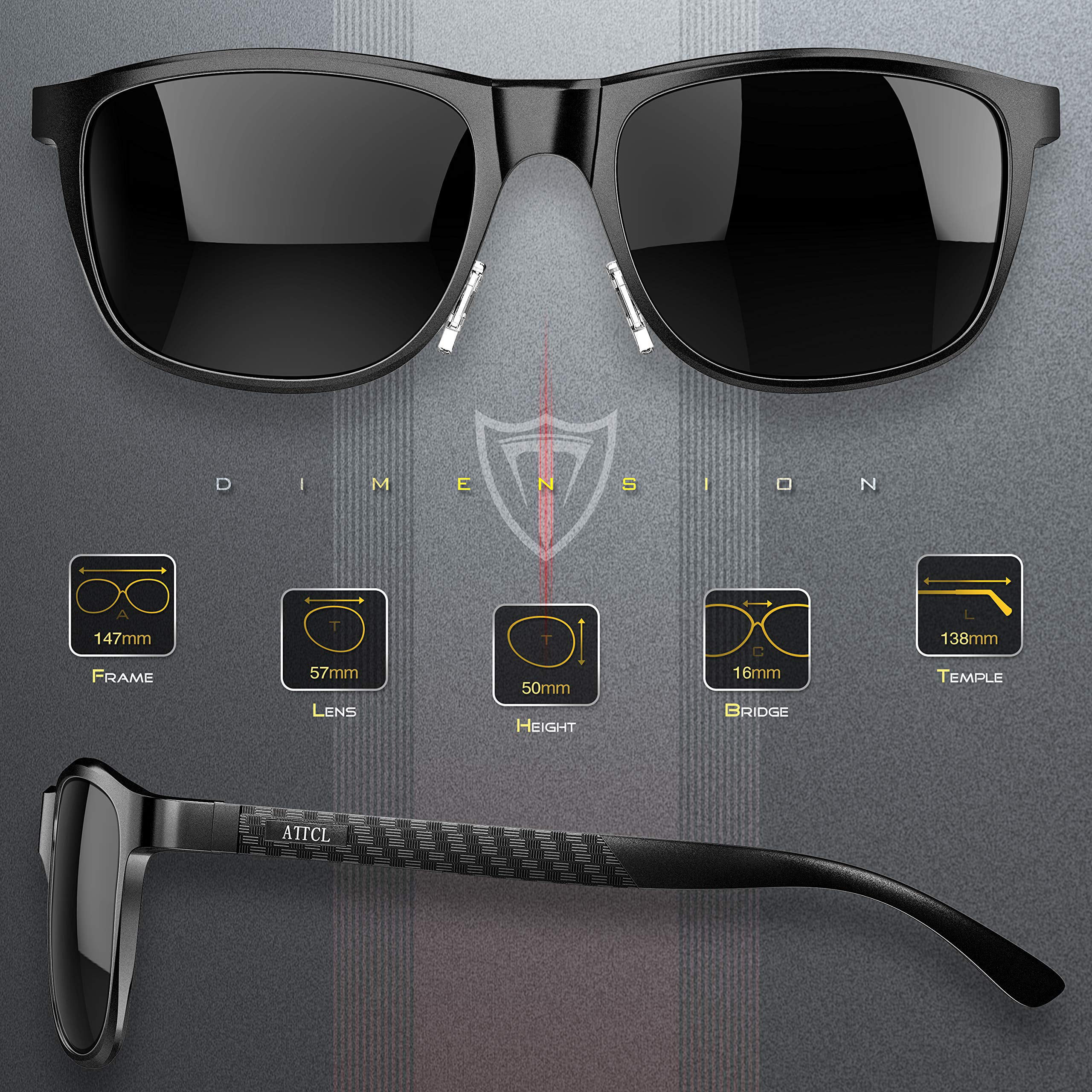 ATTCL Men's Retro Driving Polarized Sunglasses Man Al-Mg Metal Frame Ultra Light 