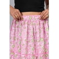 thumbnail image 3 of Women Pink Floral Vine Block Print Cotton Maxi Skirt Flowy Boho Elastic Waist - XS, 3 of 4