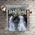 thumbnail image 2 of Ambesonne Waterfall Quilted Coverlet 3 Pcs, National Park River, King Size, Brown Green, 2 of 2