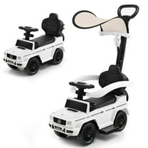 Costway 3 in 1 Ride on Push Car Mercedes Benz G350 Stroller Sliding Car w/ Canopy White