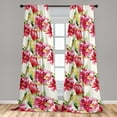 thumbnail image 2 of Peony Window Curtains, Springtime Artwork of Dreamy Floral and Leafy Pattern Asian Vibes Print, Lightweight Decor 2-Panel Set with Rod Pocket, Pair of - 28"x95", Laurel Green Dark Coral, by Ambesonne, 2 of 3