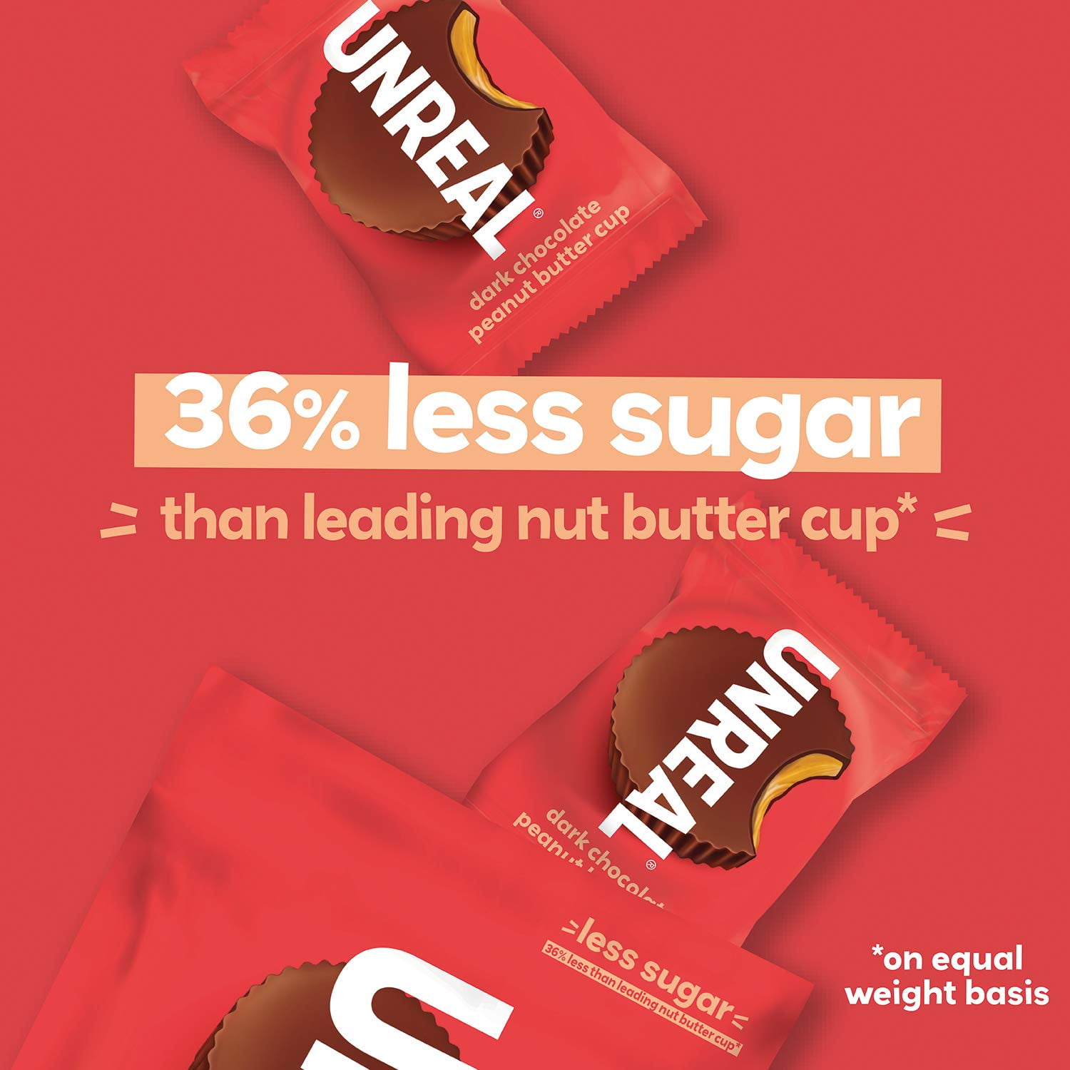 Unreal Peanut Butter Cups Vegan Dark Chocolate 4.2 oz Pack of 2