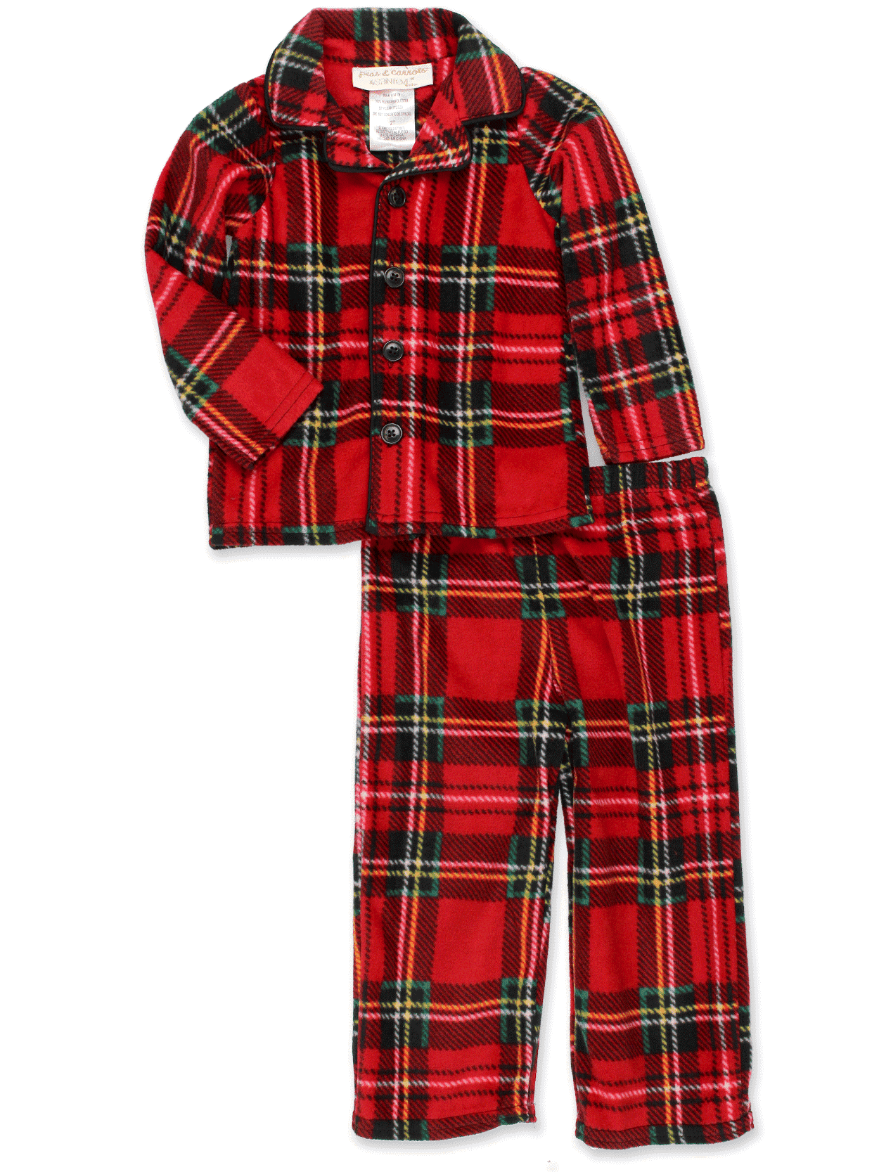 Komar Kids Boys Traditional Holiday Christmas Plaid Coat Style Pajamas Set 