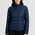 thumbnail image 2 of Smsaxvxz Women's Puffer Jacket Casual Quilted Packable Lightweight Zip Up Coats Long Sleeve Windproof Winter Warm Outerwear Navy S, 2 of 6