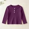 thumbnail image 7 of Lenpel Toddler Kids Girls Tops Fall Cute Solid Color Fashion Button Crew Neck Pullover Casual Long Sleeve Blouses(Purple,12-18Months), 7 of 7