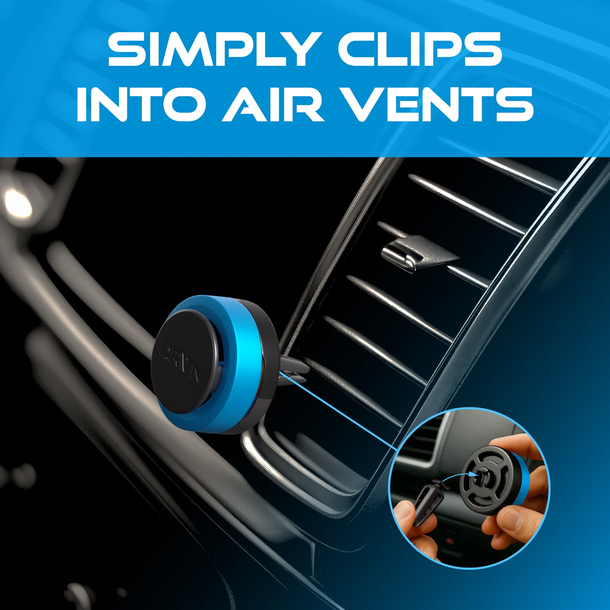 DRVN Mini Vent Clip Car Air Freshener, Voyager Scent (2 Count), Delivers a Warm, Spicy, and Aromatic Scent