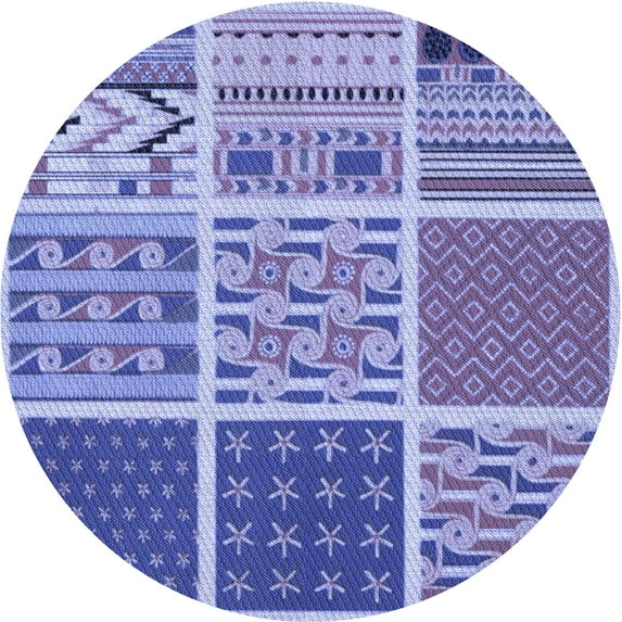 Ahgly Company Machine Washable Indoor Round Transitional Slate Blue Area Rugs, 5' Round